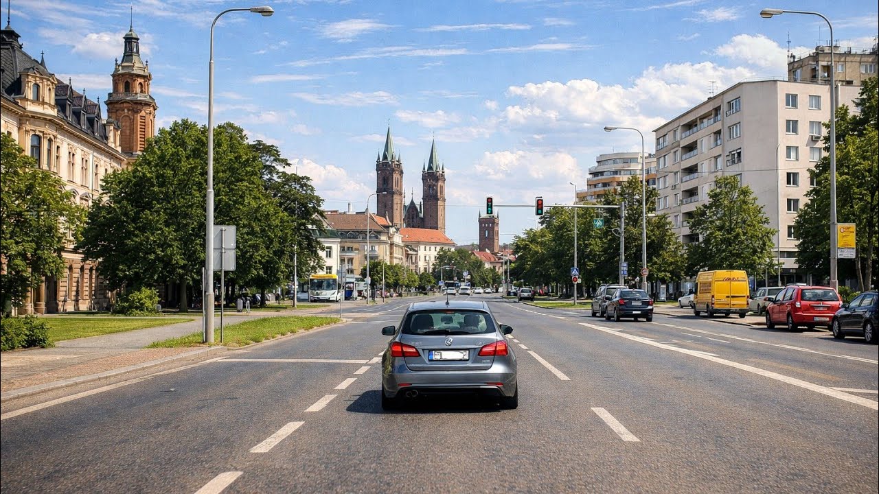 🚗 Hradec Králové | Městská jízda | Klidná jízda autem | 4K | Bez komentáře