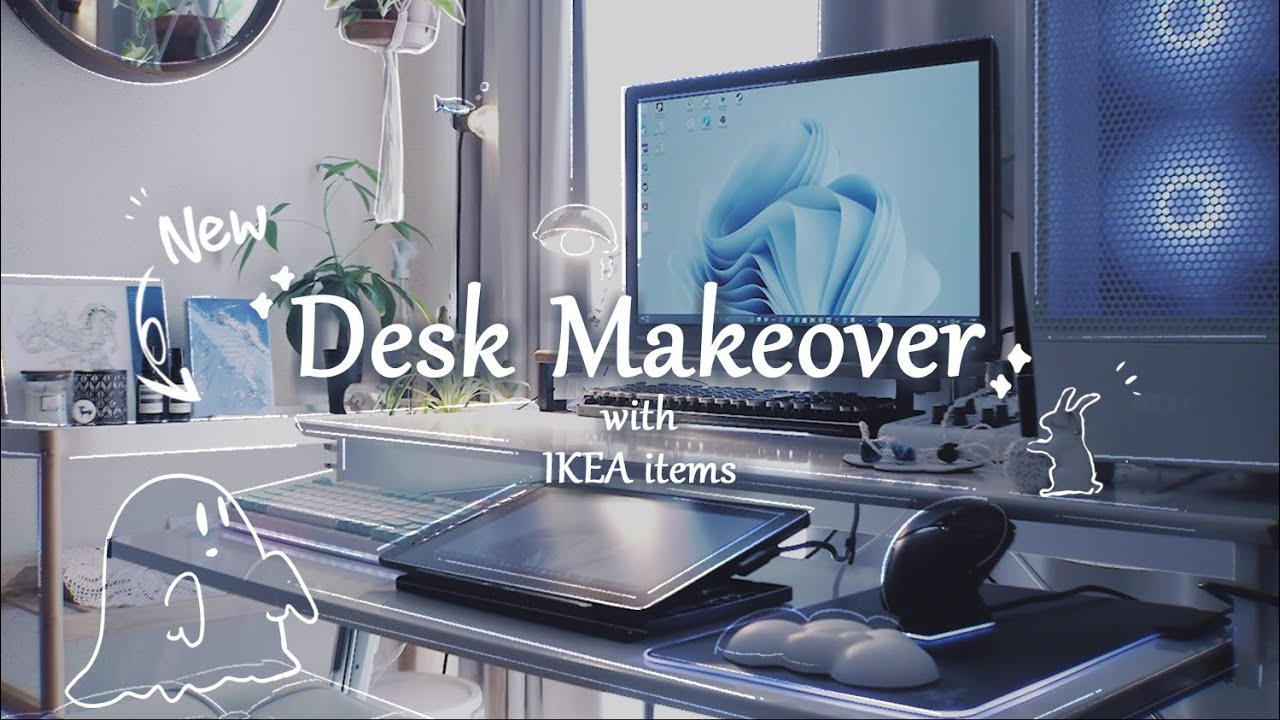 [ 2023  desk makeover ] setup with IKEA items | 在宅イラストレーターの仕事机 | 購入アイテム紹介👻