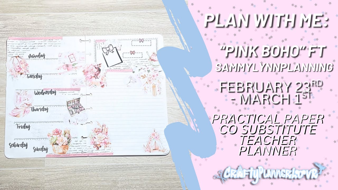 Plan with Me: “Pink Boho” (February 23rd- March 1st, 2026) // PracticalPaperCo Substitute Planner
