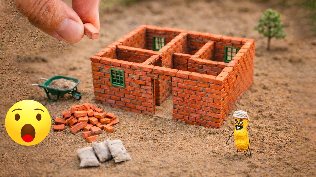 diy mini cemented house construction science project | bricks house making |