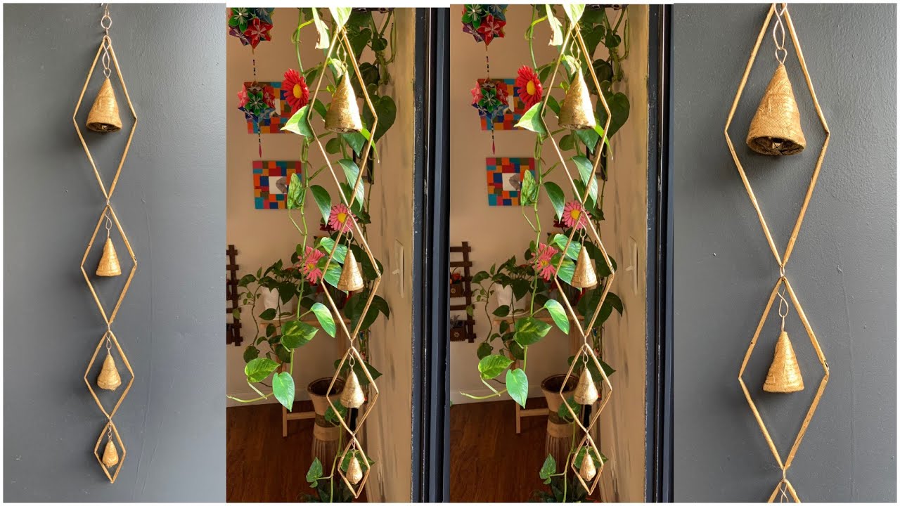 DIY  Metal like wind chime / Traditional bell hanging using paper/ Indian wind chime