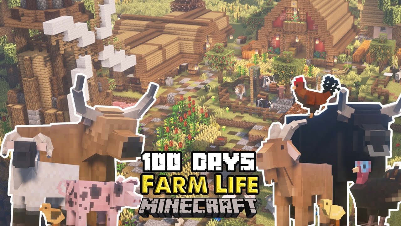 Я потратил 100 ДНЕЙ на строительство фермы животных в Minecraft