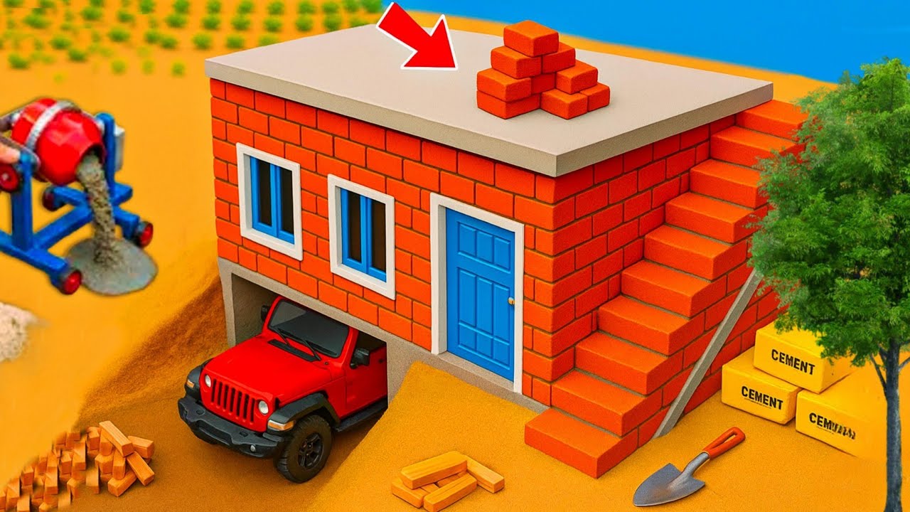 DIY Mini Brick & Cement Modern Concrete House with Underground Garage  Realistic Science Project ‪