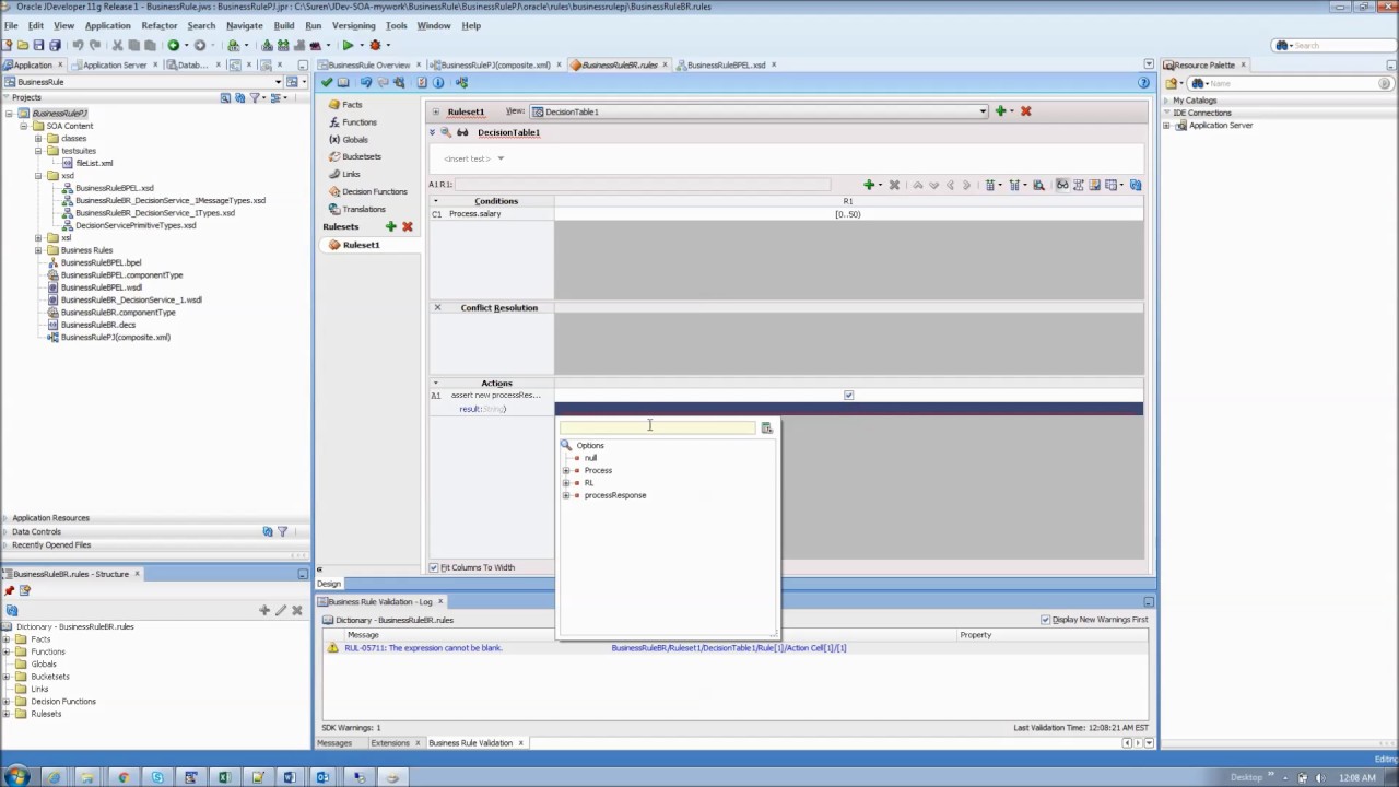 How to create BPEL flow with Business Rule