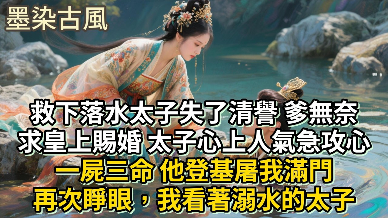 救下落水太子失了清譽，爹無奈求皇上賜婚。太子心上人氣急攻心，一屍三命。他登基屠我滿門，再次睜眼，我看著溺水的太子#古言 #小説 #古風 #愛情 #情感故事 #爽文 #完結#原創