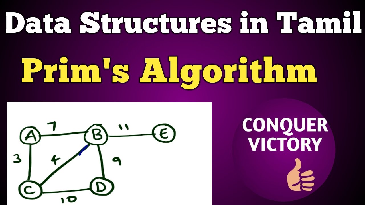 #28 Prim's algorithm in Tamil | Minimum Spanning Tree | Data Structures in Tamil