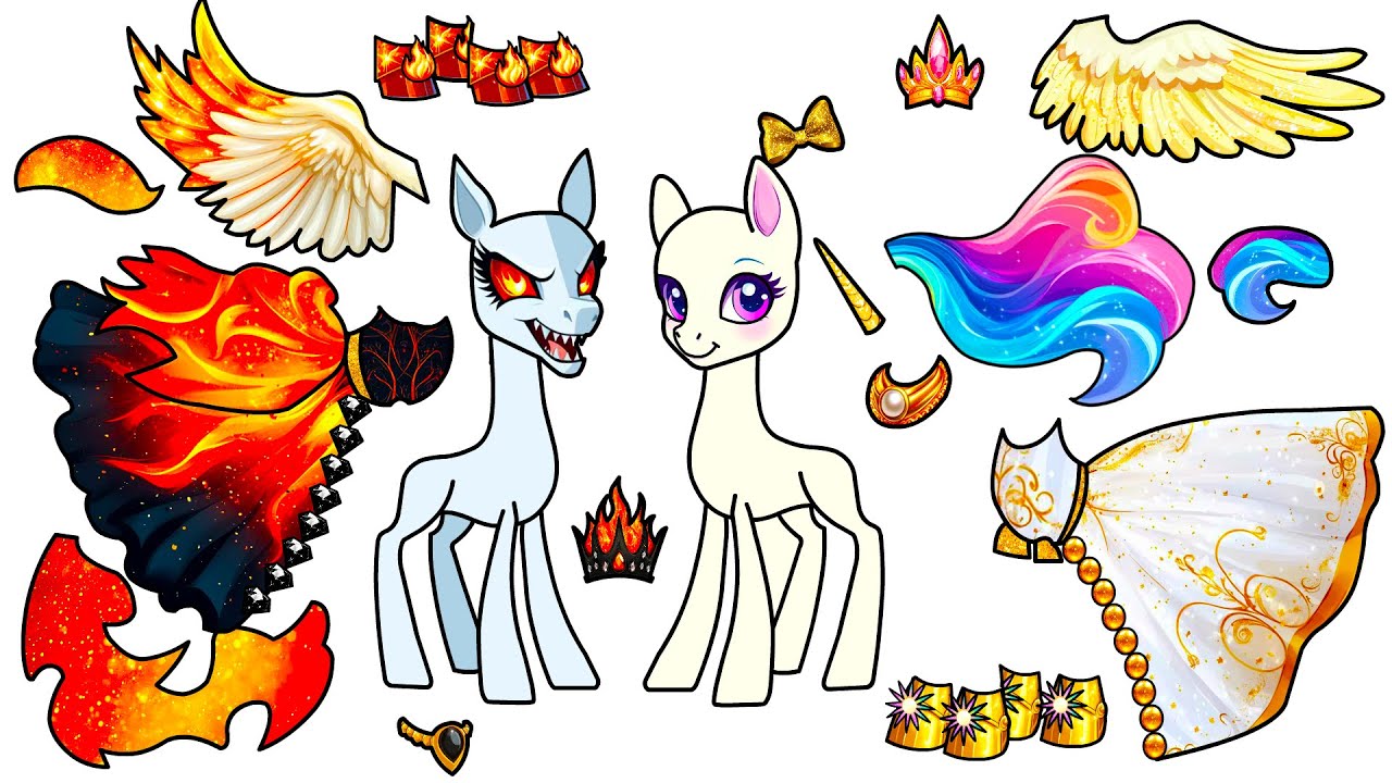 MLP All Alicorns as Demons and Angels- Daybreaker Nightmare moon Twilight and others- Paper craft