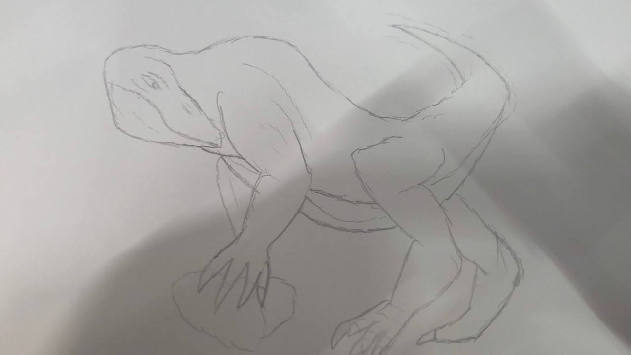 Sketching the vintage depiction of megalosaurus
