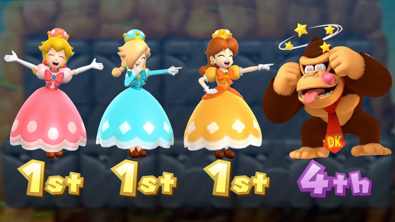 Mario Party 10 Minigames - Peachette Vs Daisyette Vs Rosalinaette Vs Donkey Kong (CPU Level Max)
