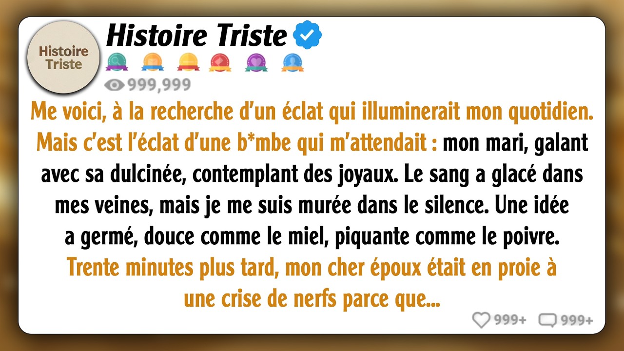 Je suis allée acheter des bijoux et j'ai tremblé en voyant mon mari et sa maîtresse faire des achats