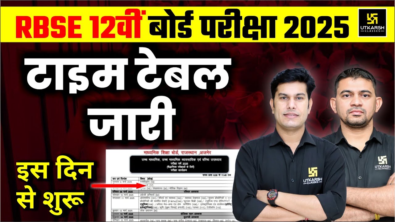 Rajasthan Board Class 12 Time Table Out🔥RBSE Class 12th Time Table 2025 | RBSE Latest Update