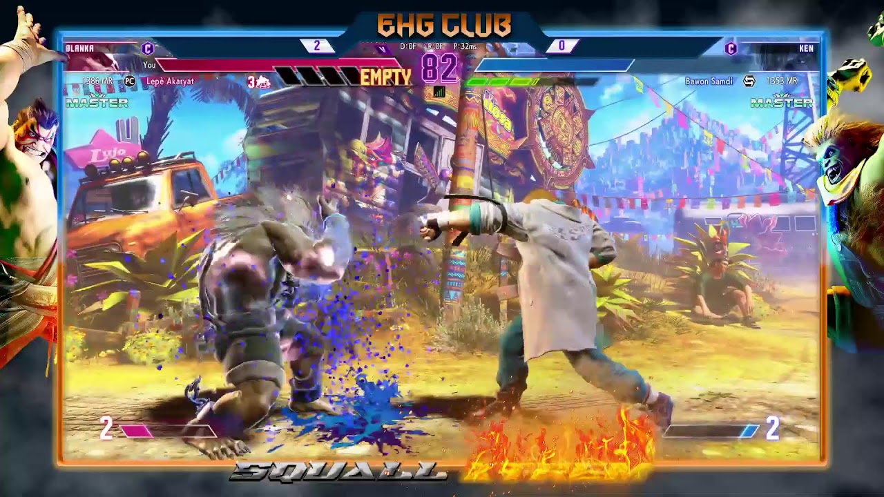 SF6- Sagat(Lepè Akaryat) is crushing Ken(Bawon Samdi) with his tiger knee