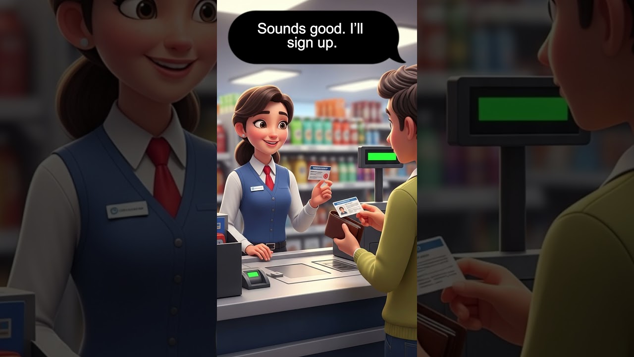 🛒 English Speaking Practice | Supermarket Membership Card Conversation 🗣️✨#shorts
