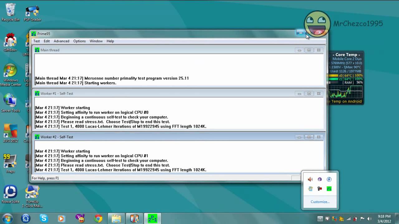My laptop is running at 5.76GHz - Intel core 2 duo T6400