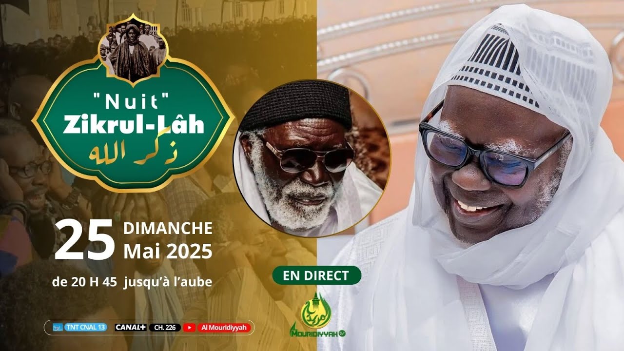 🔴 En Direct Nuit du Zikrulah à Darou Minan Résidence du Khalif Général des Mourides S. Mountakha