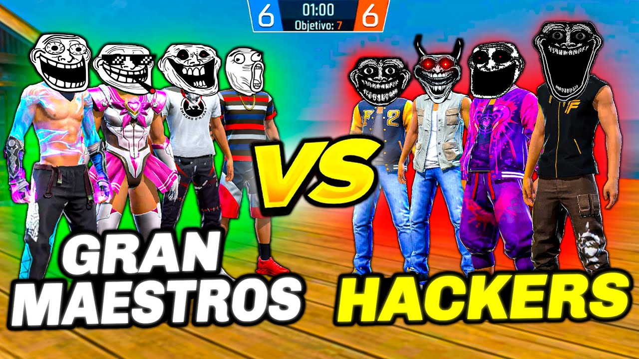 4 GRAN MAESTROS vs 4 H4CKERS ☠️🔥 EL PVP MÁS ROTO de FREE FIRE 😱