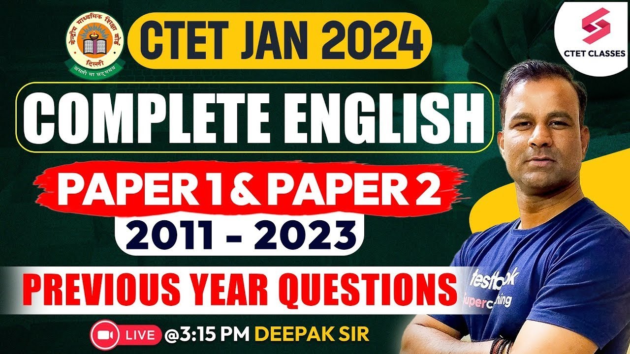 CTET ENGLISH PREVIOUS YEAR QUESTIONS WITH SOLUTION | CTET JAN 2024 English Classes | Deepak Sir