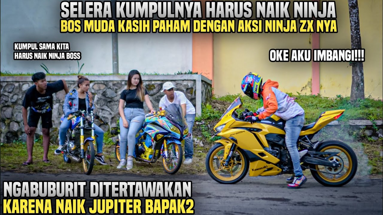 BOS MUDA DITERTAWAKAN KUMPULAN MOTOR NINJA KARENA SAAT NGABUBURIT KETEMU NAIK JUPITER!! Wow tapi..
