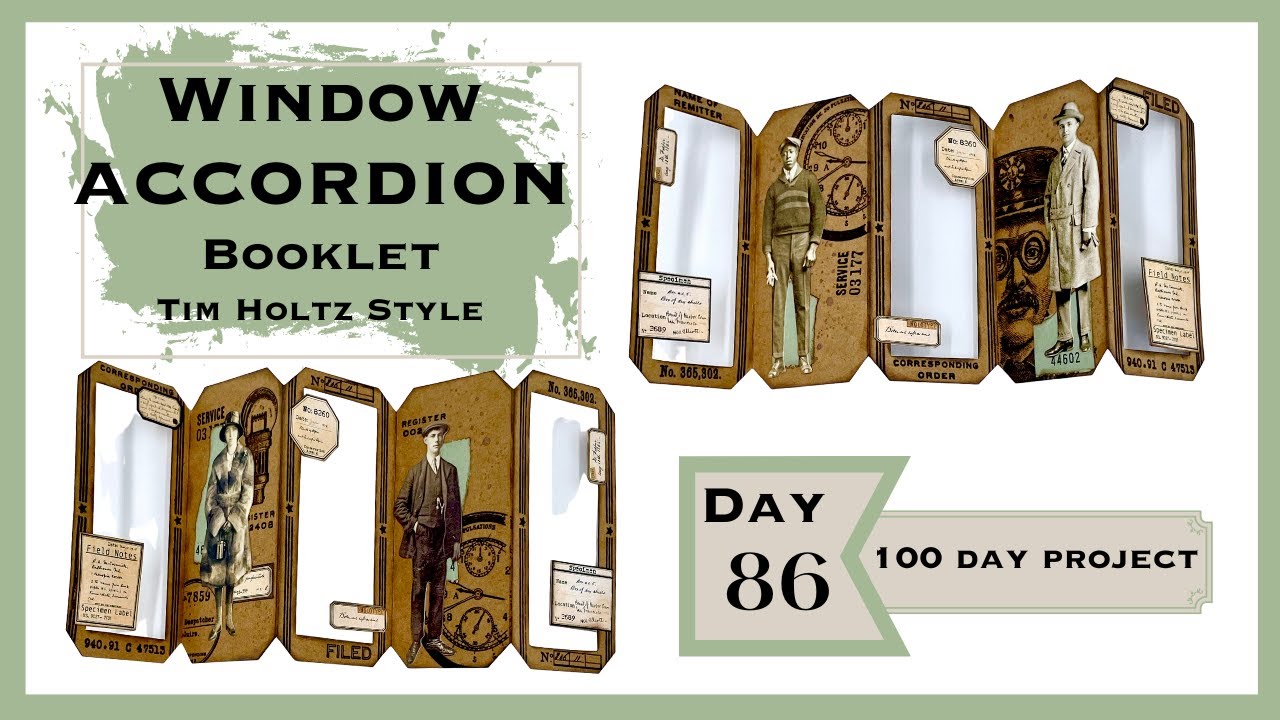 DAY 86 - WINDOW ACCORDION BOOKLET - @Tim Holtz STYLE -  #the100dayproject #papercrafts #junkjournal