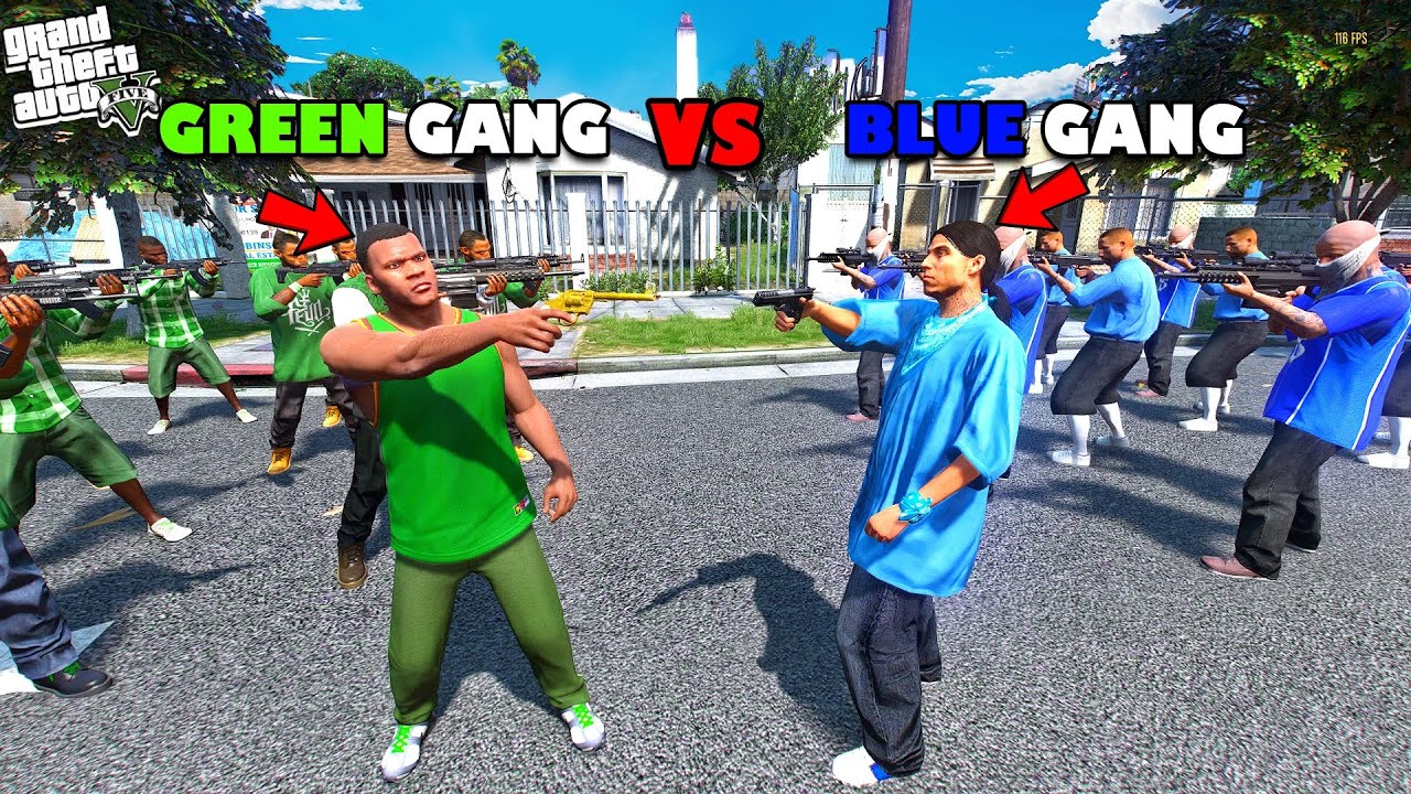 Franklin Starts His GREEN GANG to Battle With BLUE GANG in GTA 5! Epic Gang War | Shinchan & Chop
