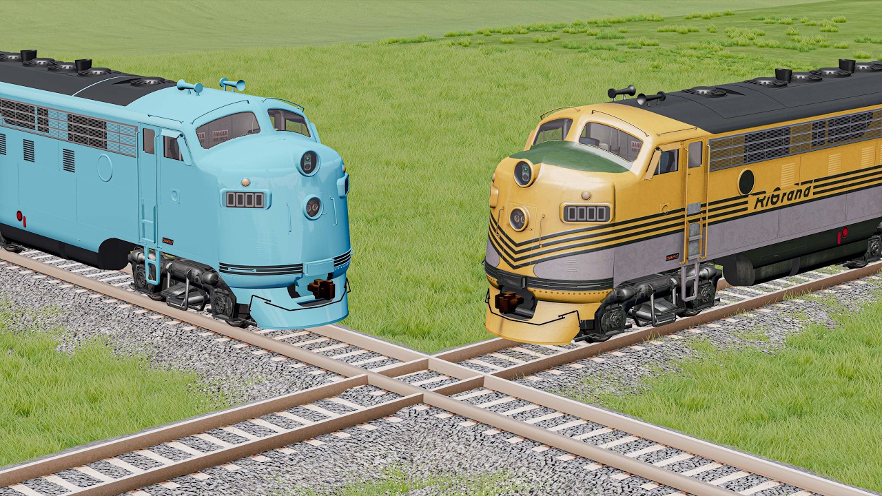 Trains vs Trains | Loop Track | Cars vs Trains vs Crossing- BeamNG.Drive Flatbed Crashes