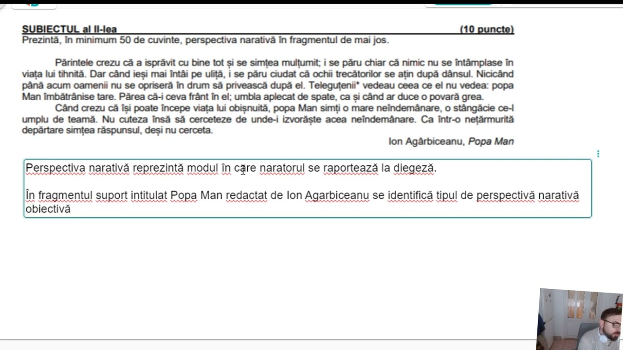 Rezolvare concretă perspectivă narativă