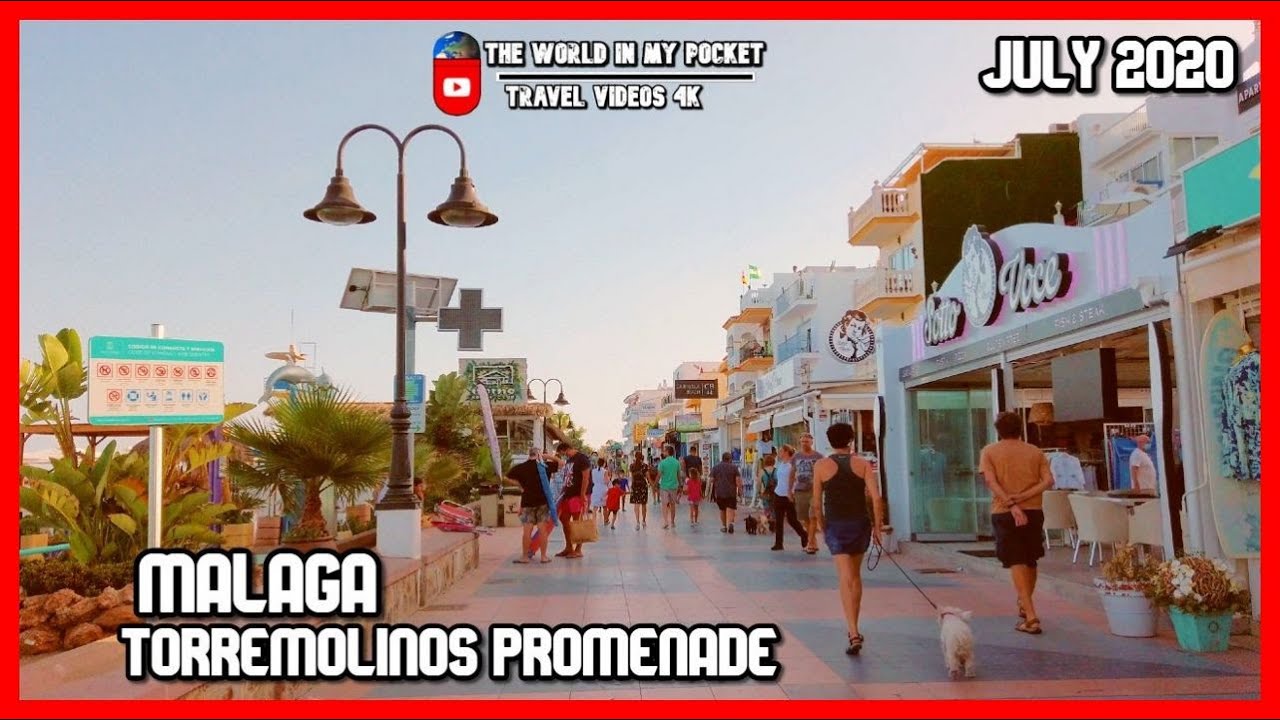 LA CARIHUELA promenade | TORREMOLINOS to BENALMADENA,  Malaga, Costa del Sol, Spain 4k  2020
