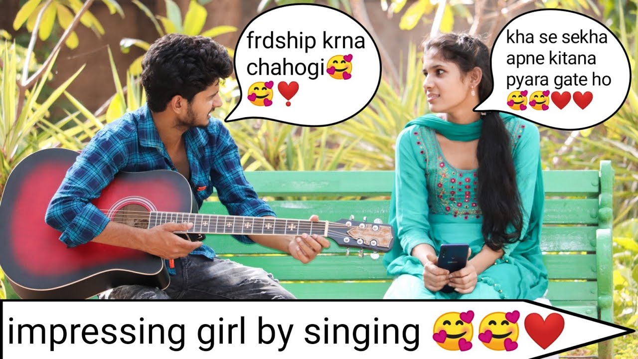 Picking up cute girls by singing & guitar! randomly singing prank! ayush singing prank