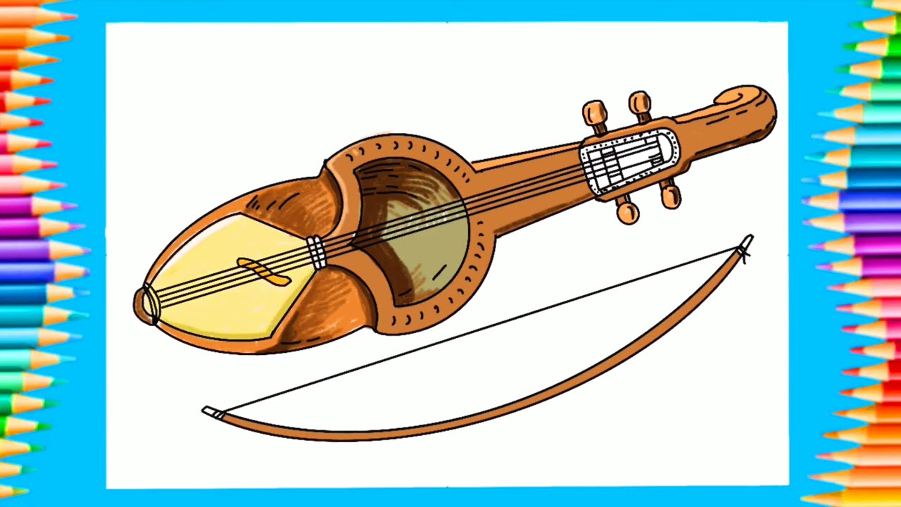 How to draw Musical Instrument - Sarangi Drawing step by step || Nepali Musical Instrument