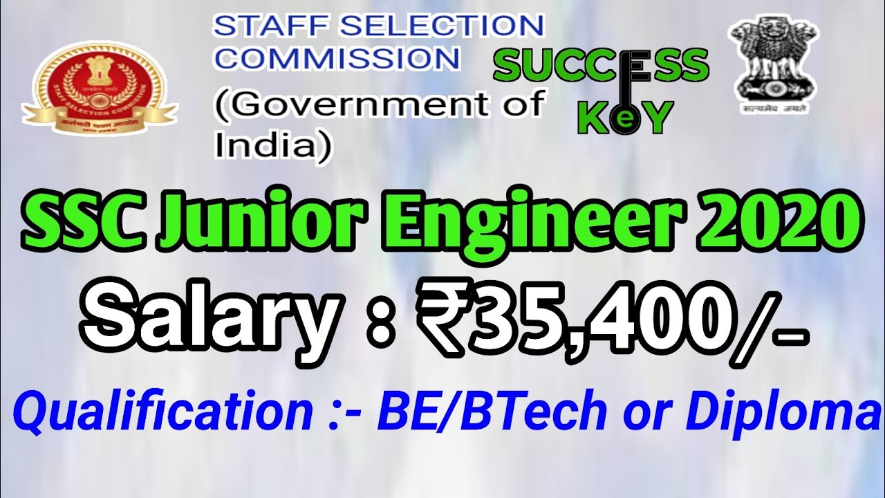 SSC JE Recruitment 2020 || SSC Junior Engineer 2020 Notification || success key job info #ssc #sscje