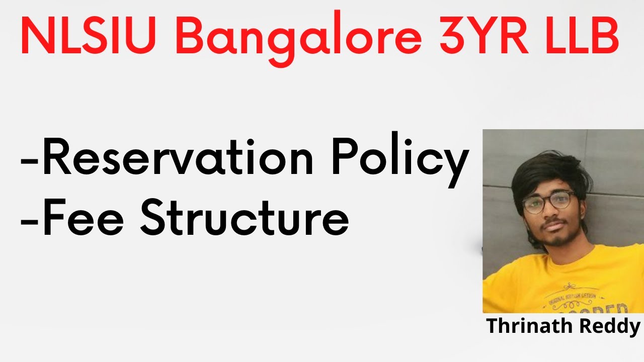 Fee Structure & Reservation | NLSIU 3YR LLB Course | Thrinath Reddy | Noobs Law School