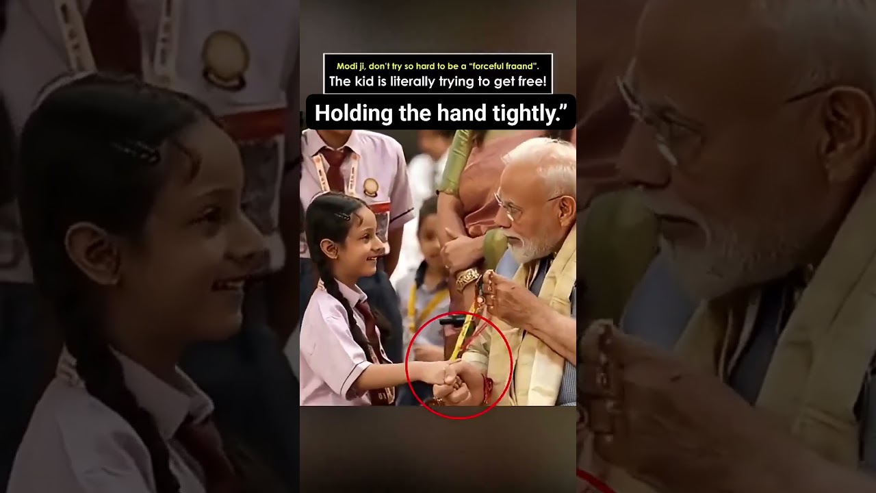 Don't try to pretend what you're not, Mr Modi! The child is clearly uncomfortable.