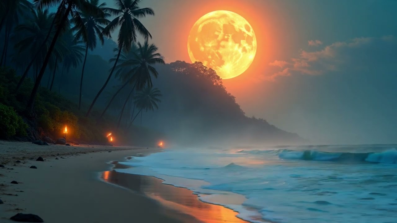 Glowing Moon Beach Lively Wallpaper 4k