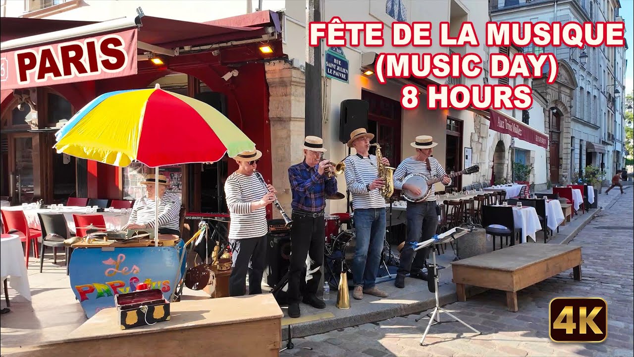 Paris 🇫🇷 Fête de la Musique (Music day) 2024 - From Day to late Midnight - 4k HDR 60fps