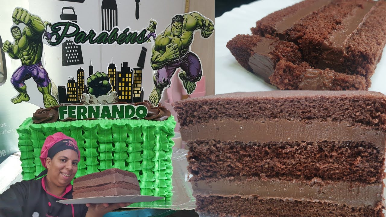 O Melhor Bolo de Aniversário Recheio Creme de Chocolate Cremoso MASSA MUITO FOFINHA DERRETE NA BOCA