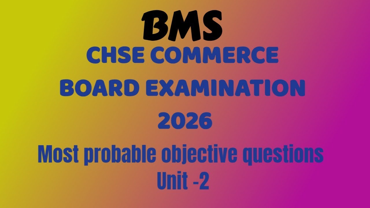 CHSE COMMERCE BMS Objectives types questions #chseodisha #chseboardexam #exam #chse