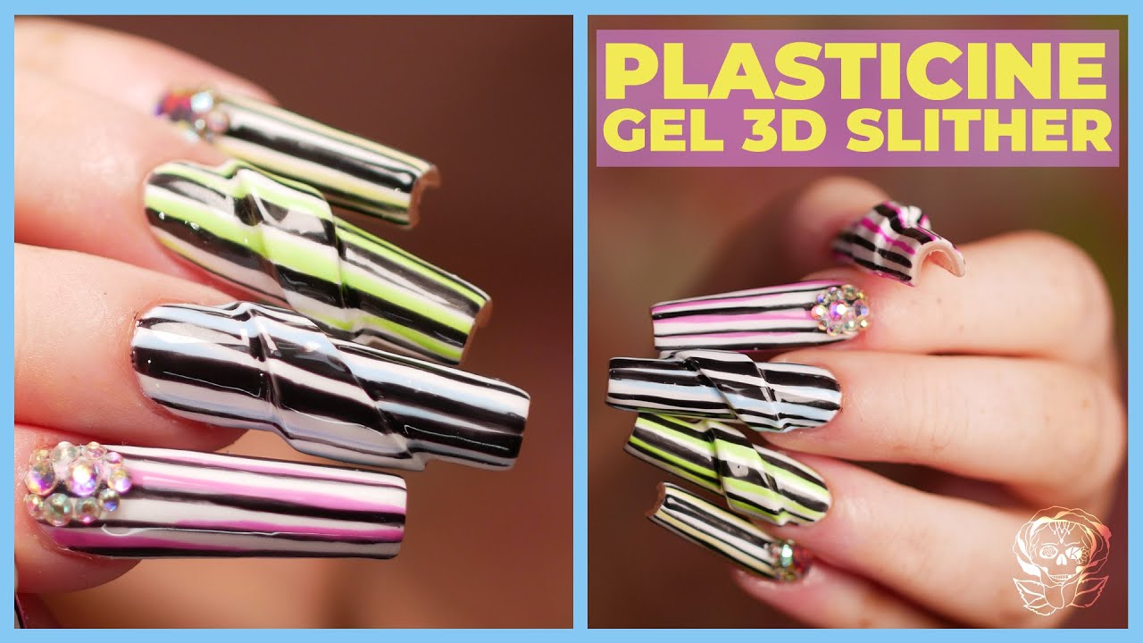 3D Plasticine Gel Slither Nails with Colour Flashes!