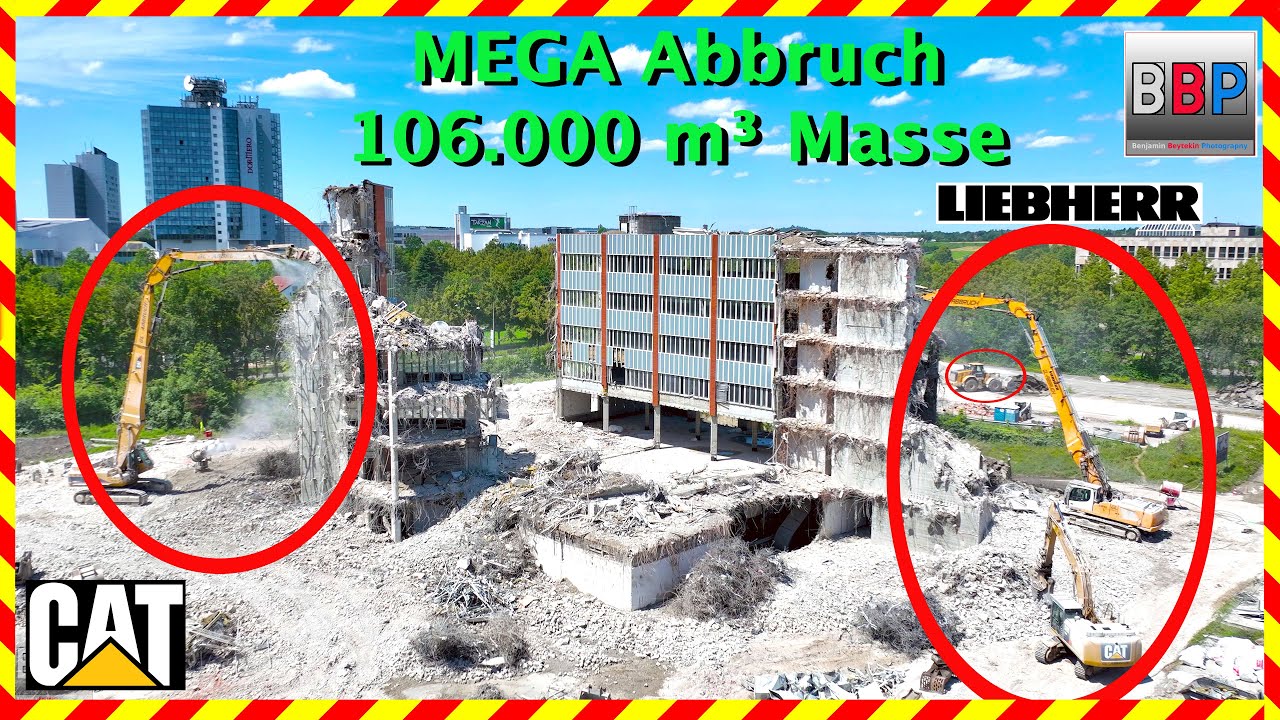 CAT 365 & Liebherr R 950 Longfront,... Abbruch Bürokomplex, Stuttgart, 2024. #8 #demolition