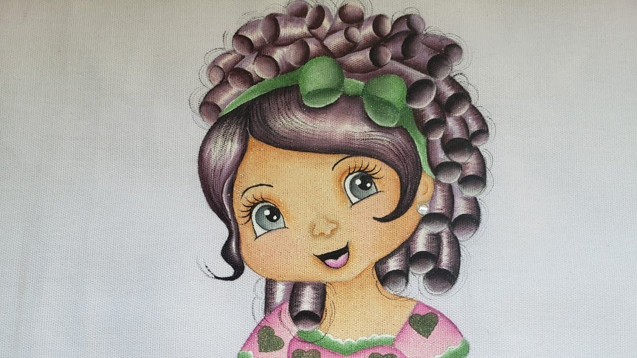 COMO PINTAR BONECA, PARA PANO DE PRATO, COM CACHOS.