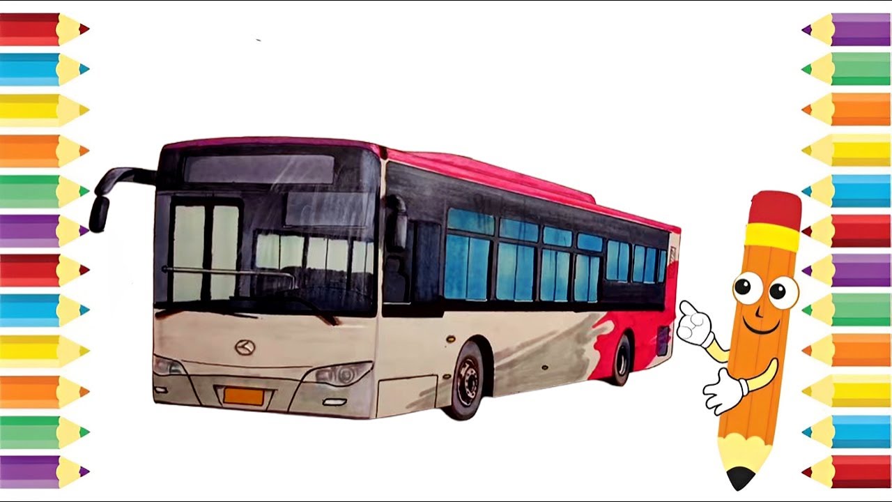 How to Draw a Modern City Bus Step by Step  Realistic Bus Drawing Tutorial