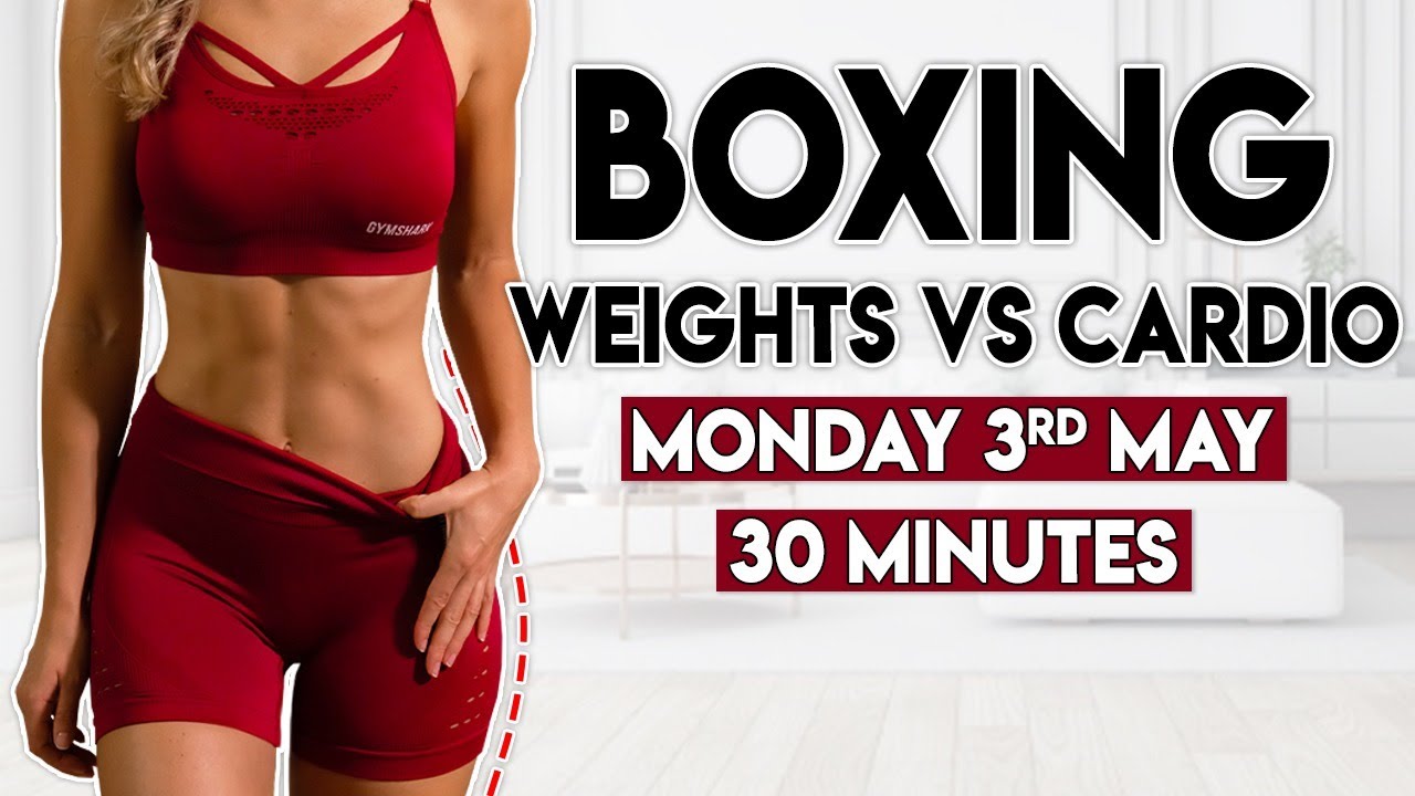 BOXING CARDIO vs WEIGHTS (sweaty burn) | 30 minute Home Workout
