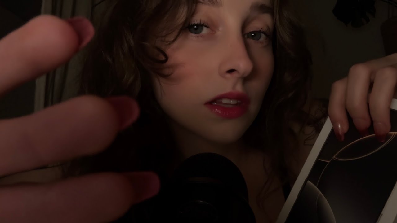 ASMR for sensitive eyes (slow clicky whispers and iPhone box tapping)