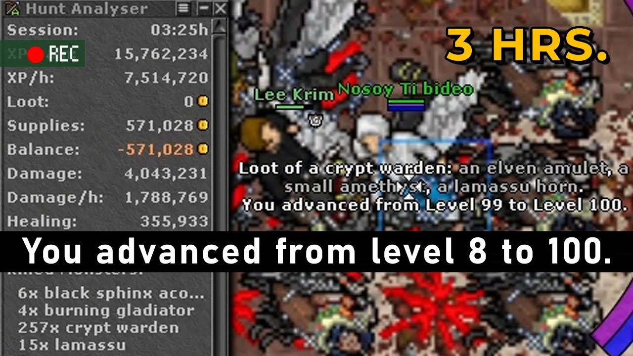 TIBIA / DE NIVEL 8 A 100 EN 3 HORAS