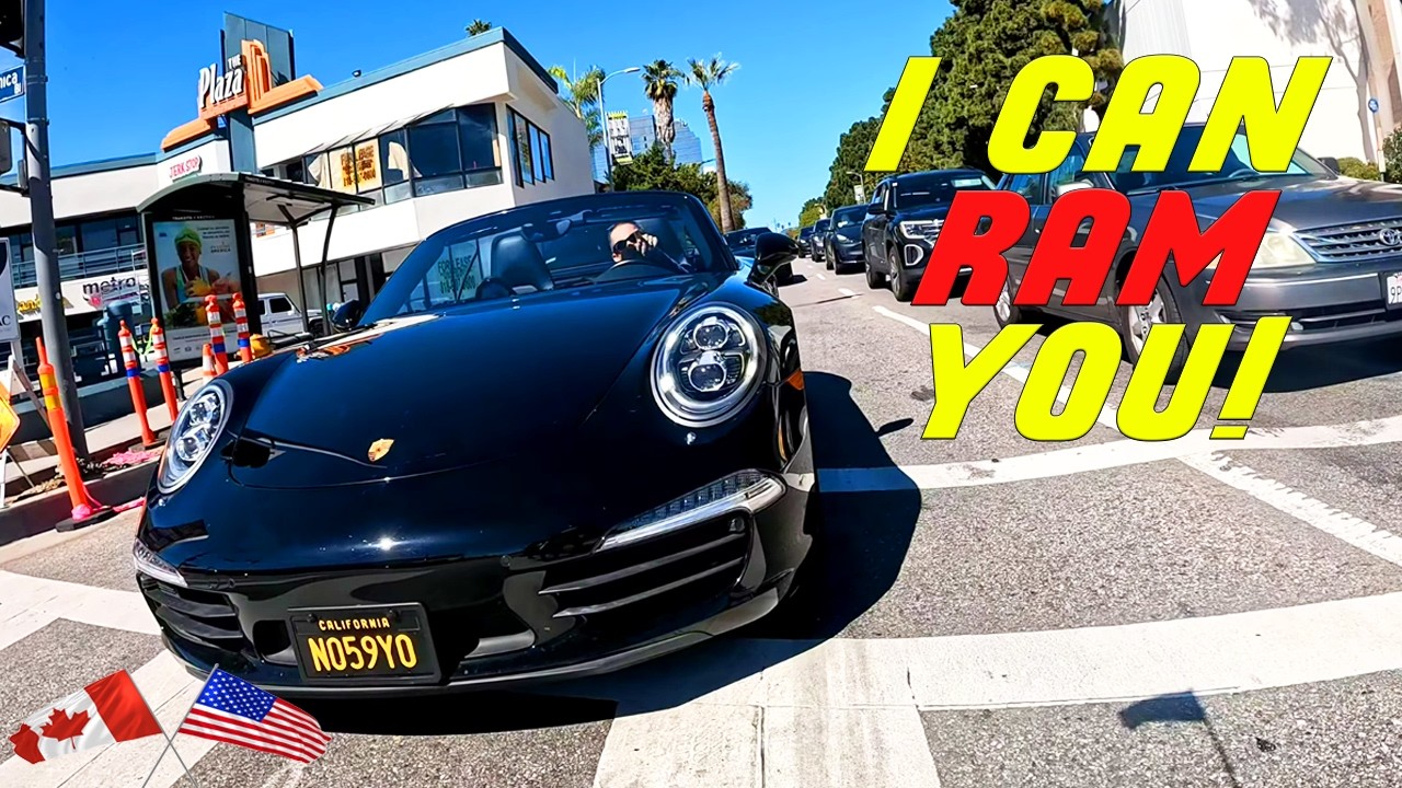 ANGRY PORSCHE DRIVER ROAD RAGES WITH CYCLIST