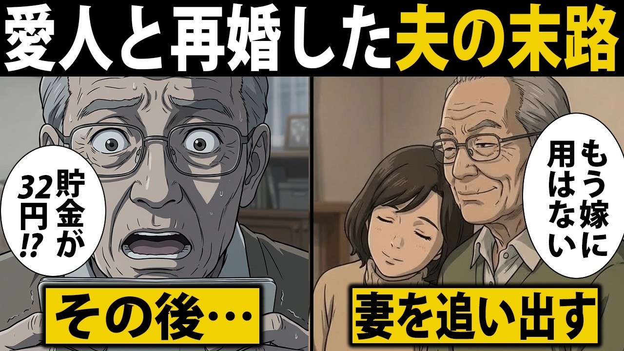 【漫画】定年退職をする夫「退職金で愛人と再婚する」→「いいですよ」→退職金32円www【シニア】【スカッと】【年金】【老後】