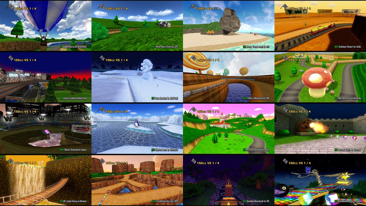 Mario Kart® Wii - Every N64 Course [150cc, Hard CPUs, Aggressive Items, Toad Gameplay]