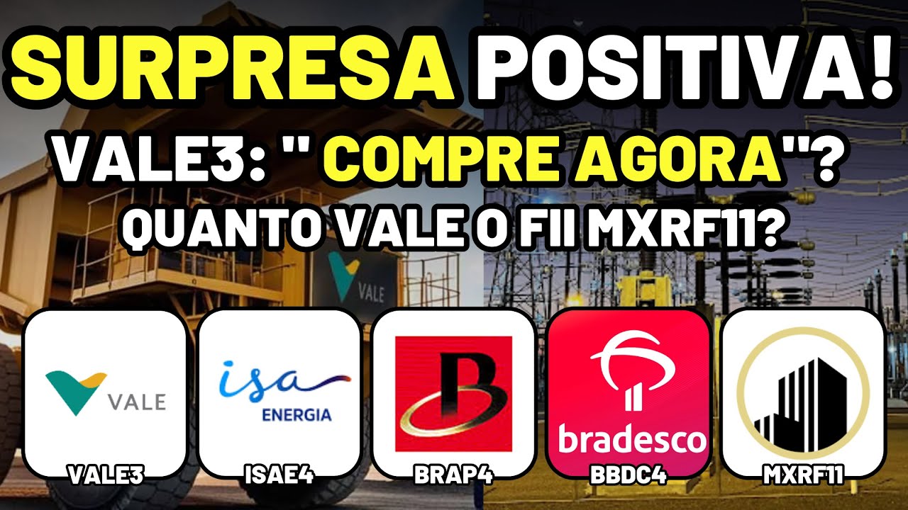 VALE3: IMPRESSIONA O MERCADO! ISAE4: DIVIDENDOS! BRAP4 e BBDC4: OPORTUNIDADES? MXRF11: VALE A PENA?