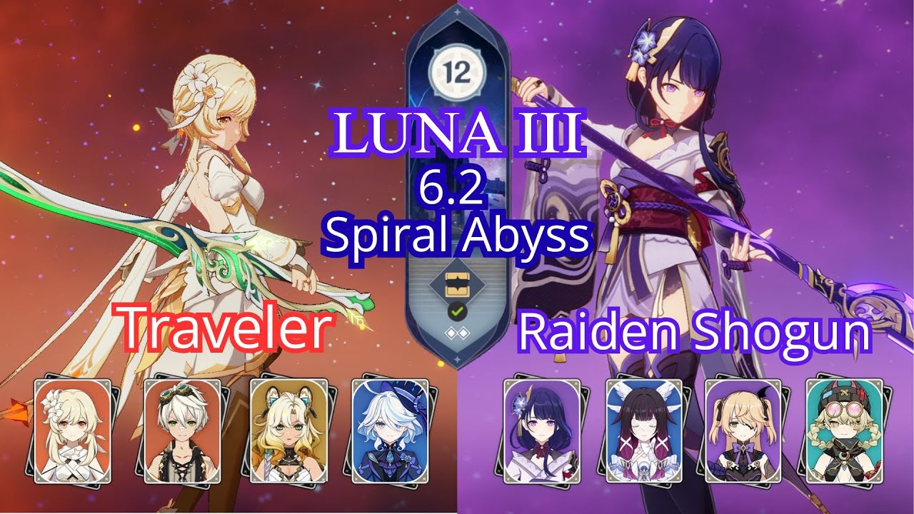 Pyro Traveler Vape & Raiden Shogun Lunar Charge Team  - Genshin Impact Luna IV 6.3 Spiral Abbys