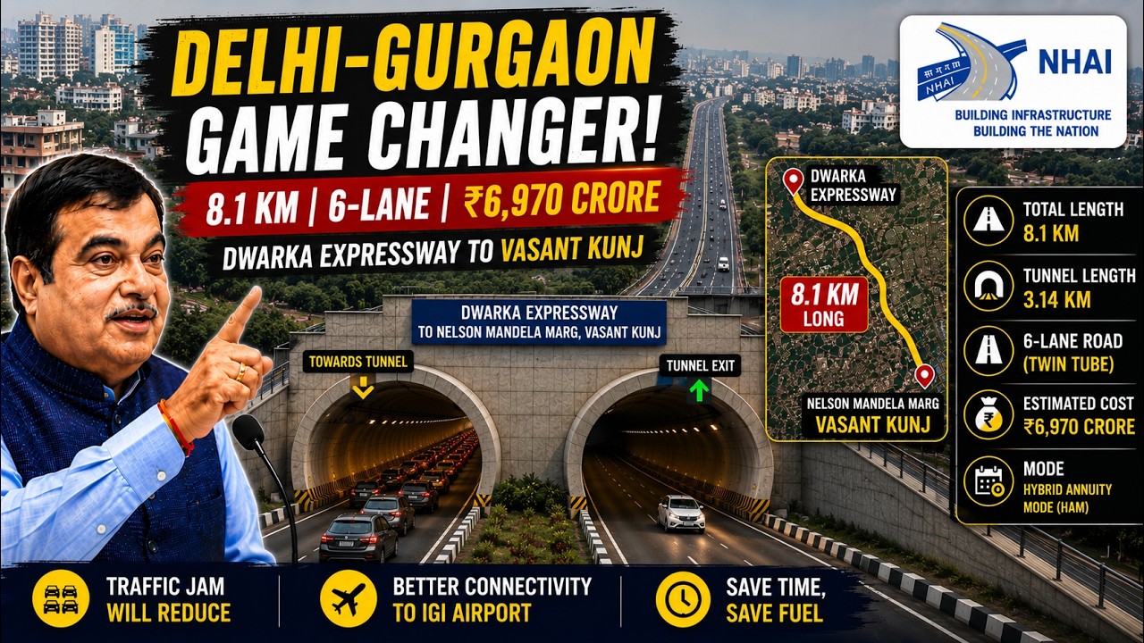 Delhi's New ₹6,970 Crore Mega Project | New Tunnel Between Dwarka Expressway & Vasant Kunj
