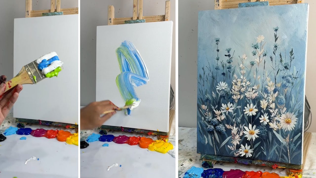 Serene Wildflower Meadow | Soft & Elegant Acrylic Painting Tutorial for Beginners 